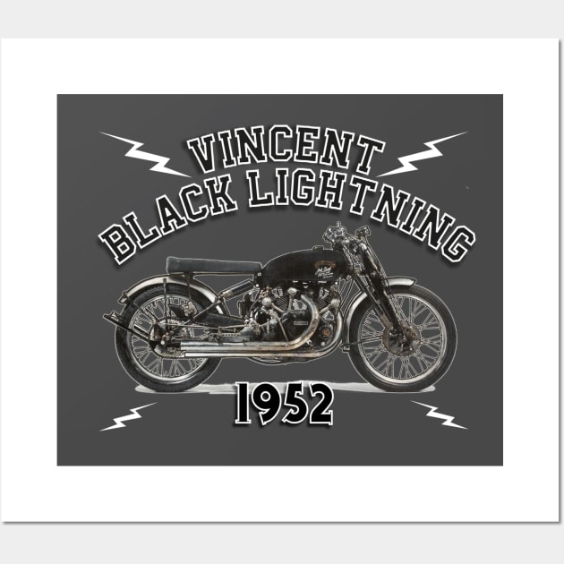 VINCENT BLACK LIGHTNING 1952 Wall Art by Armadillo Hat